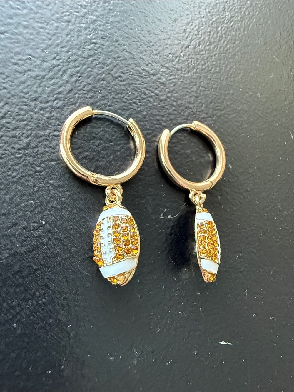 NWOT Leith CZ football hoop earrings